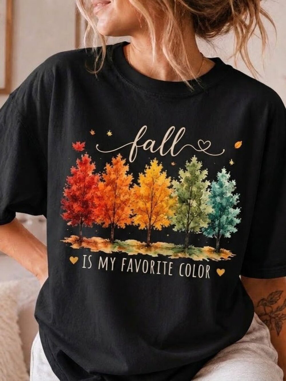 Fall Is My Favorite Color Cozy Autumn Thanksgiving Graphic Tee